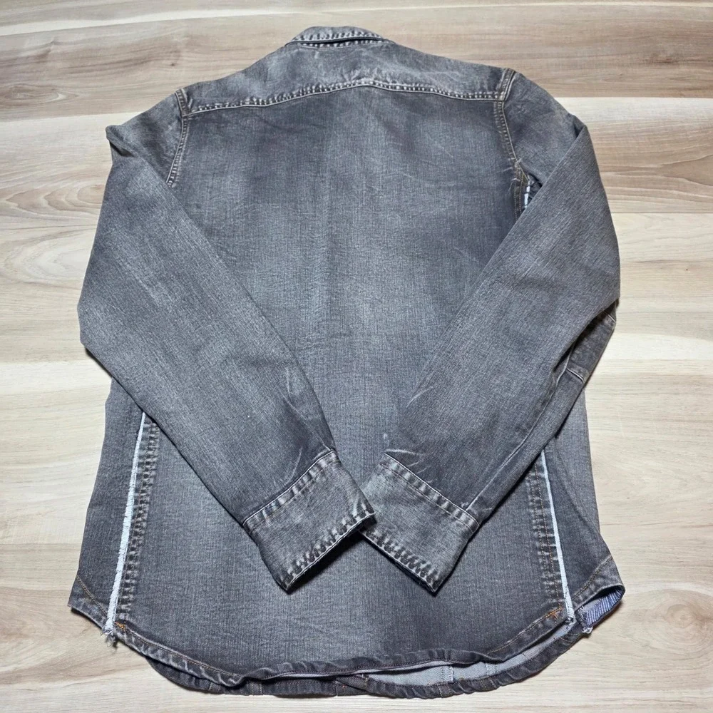 Gilded Age Denim Shirt Mens Small‎ Grey Snap Button Western Workwear Stretch S